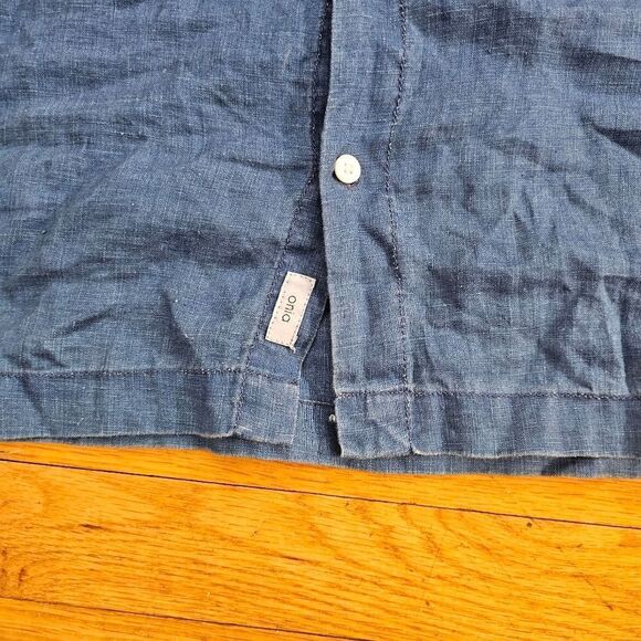 Onia XXL Shirt Short Sleeve Linen Blend Button Down Blue - Picture 3 of 6